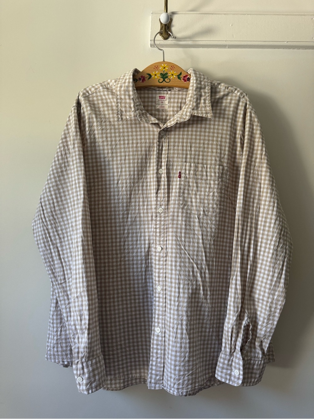 Levi's Beige Gingham Button-Down Shirt